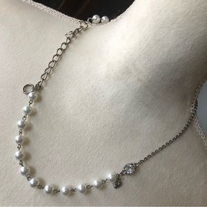 Juicy Couture silver chain pearl accent necklace